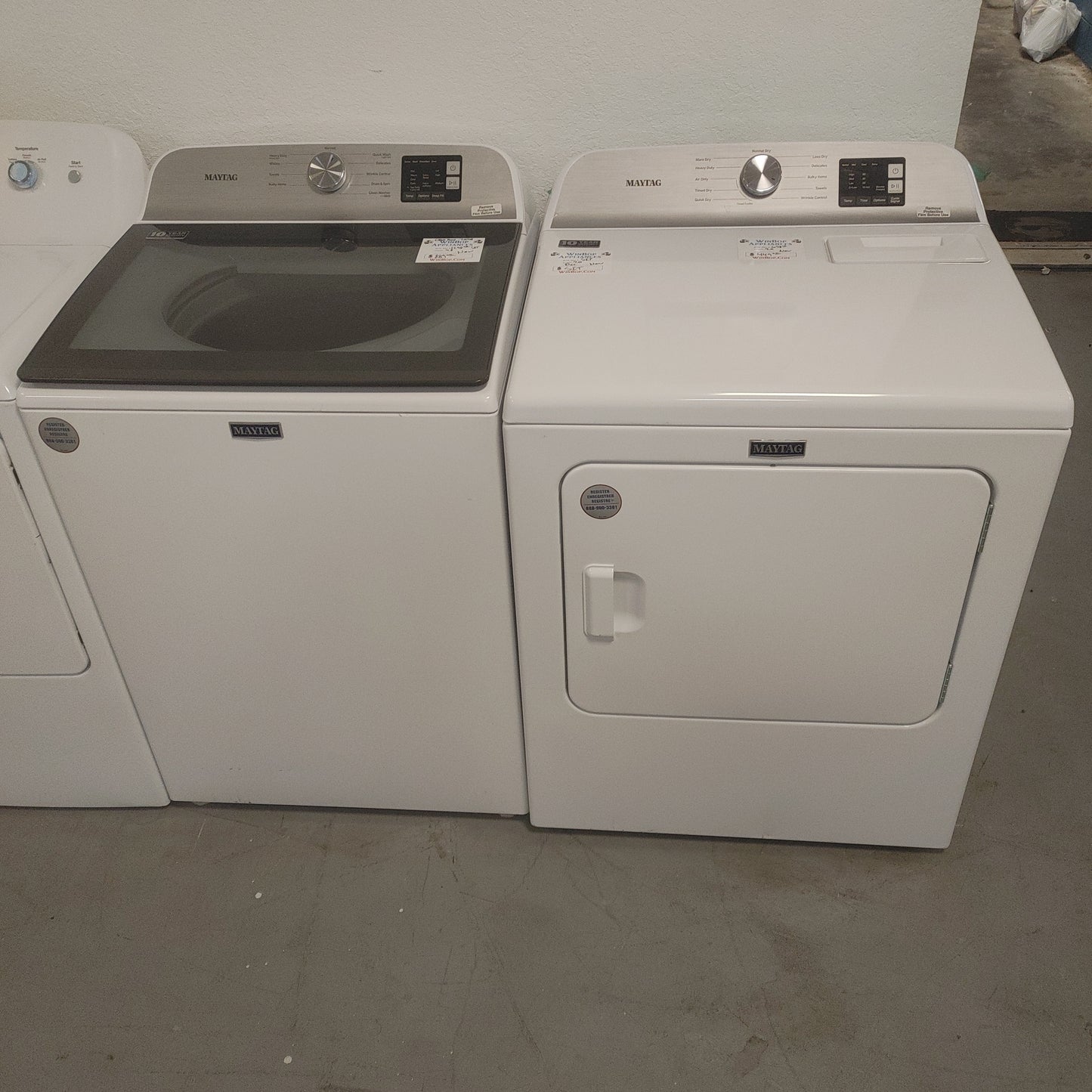 New Maytag 4.8 Cubic ft Top Load Washer and 7 Cubic ft Electric Dryer Set