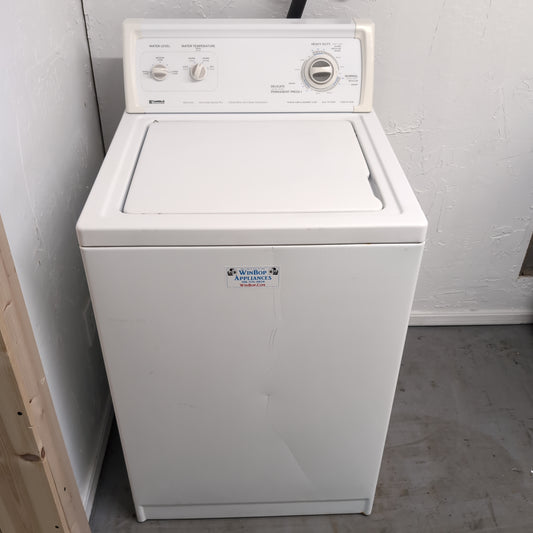 Used Kenmore 3.1 cubic foot top load. Heavy duty extra capacity plus washing machine. 24 in wide